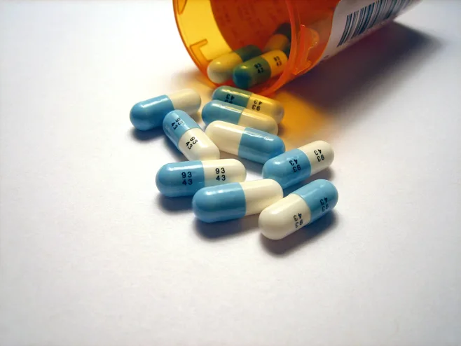bottle of Prozac capsules bottle of Prozac capsules