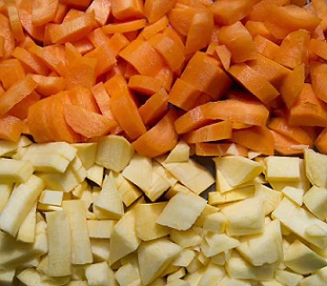 Chopped carrots and rutabaga Chopped carrots and rutabaga