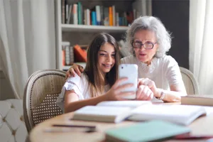 Showing Grandmom How To Use A Smart Phone Showing Grandmom How To Use A Smart Phone