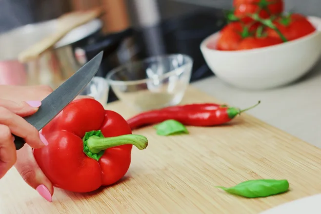 chopping bell pepper chopping bell pepper