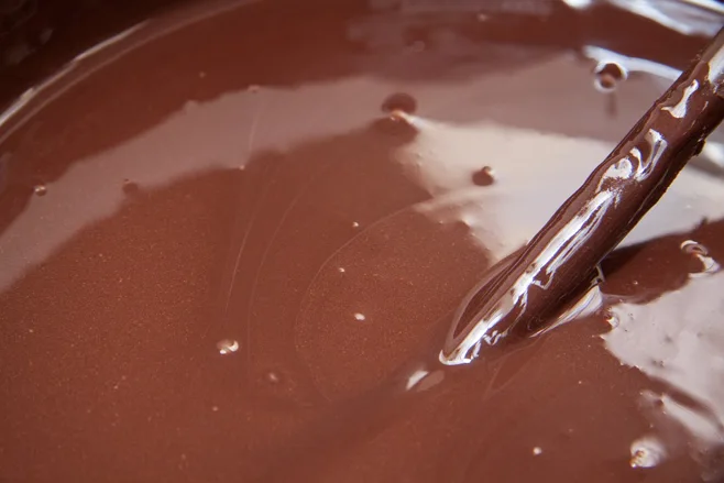 melted chcolate in pot melted chcolate in pot