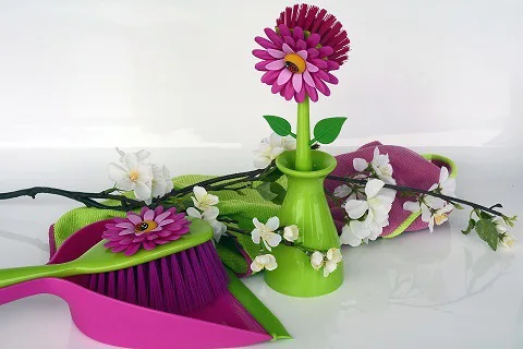 cleaning supplies with floral decoration cleaning supplies with floral decoration