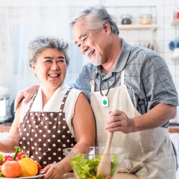 Senior couple cooking together