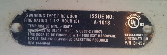 Fire door label with UL certification Fire door label with UL certification
