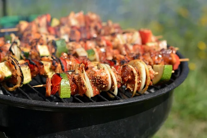 Skewers on the grill Skewers on the grill