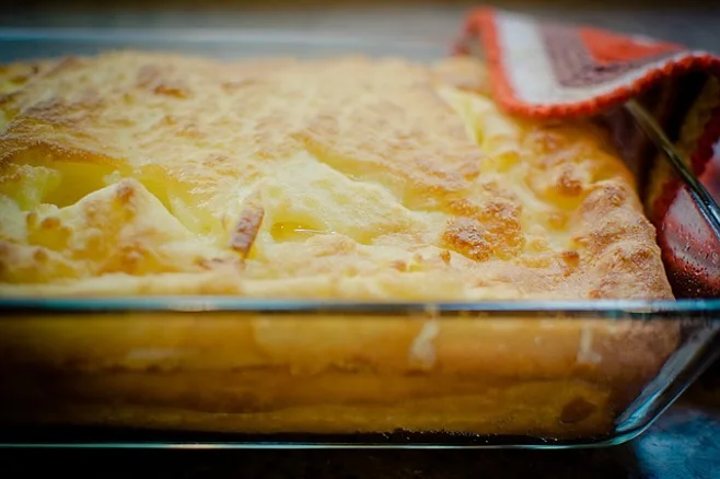 Polenta in a baking dish Polenta in a baking dish