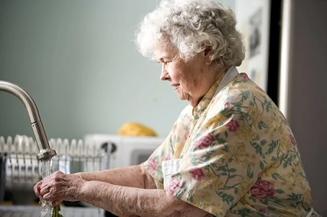old lady washing veggies old lady washing veggies