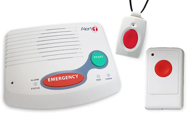 Medical Alert base unit, pendant, and wall-mount button Medical Alert base unit, pendant, and wall-mount button
