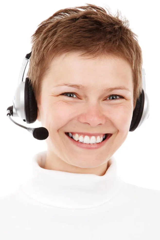 Smiling phone operator Smiling phone operator